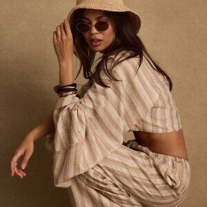 12th Tribe Clear Breeze Striped Chiffon Top Size MM